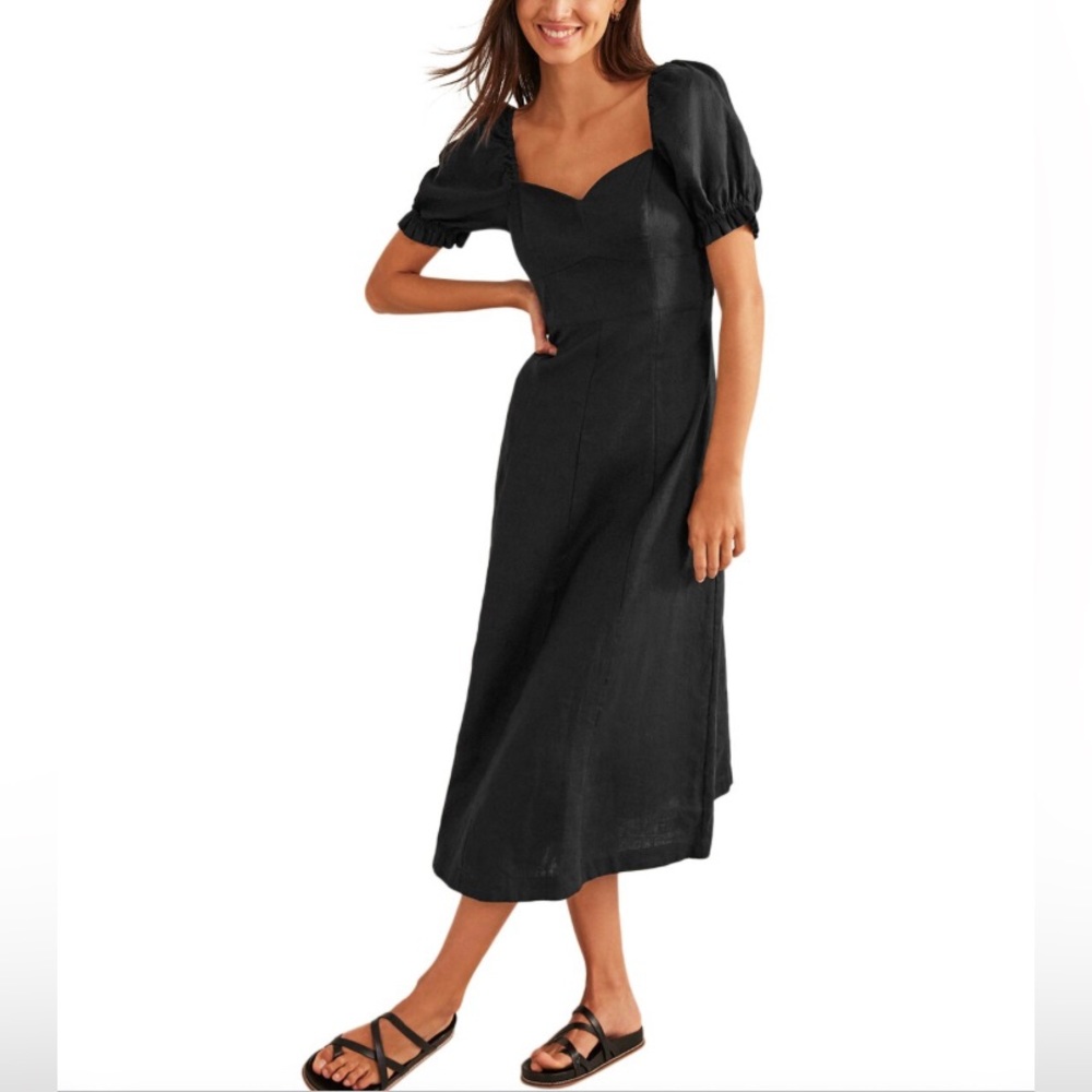 Boden Black linen midi dress
